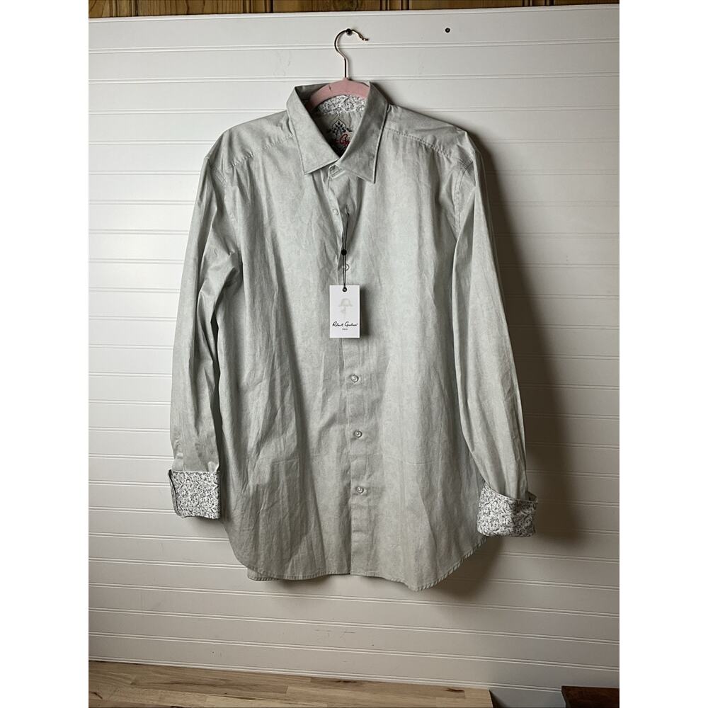 NWT Men's XL Robert Graham Button Up Shirt Paisley Gray White Chelmsford